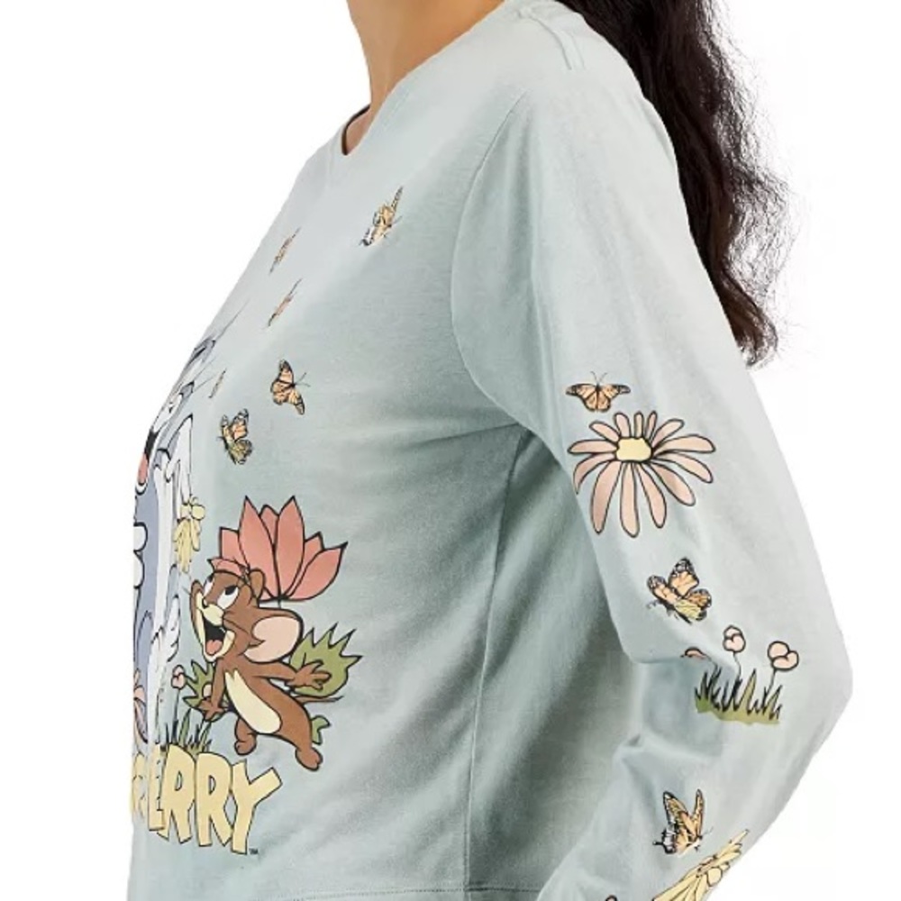 NWOT Juniors' Tom & Jerry Graphic-Print Long-Sleeve T-Shirt - Picture 3 of 3
